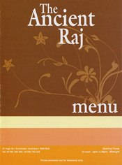 Download the Ancient Raj Menu